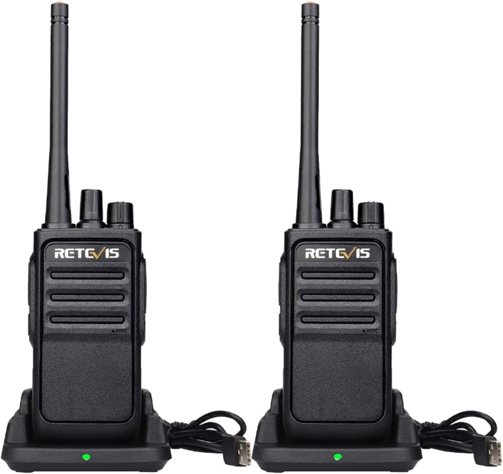 Retevis RT617 Walkie Talkie, PMR446 16 Channels, 2 Way Radio Professional, License Free CTCSS/DCS, VOX Scan Squelch, Rechargeable Walkie Talkies Long Range for Security (2 Pcs, Black)