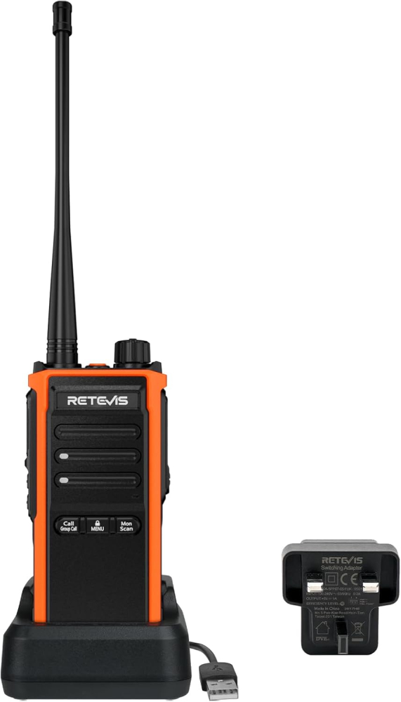 Retevis C65B Walkie Talkie, IP67 Waterproof Two Way Radio, Long Range, 1800mAh Rechargeable Battery, Heavy Duty 2 Way Radio for Outdoors Fishing Boating(1 Pack)