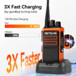 Retevis C66 Walkie Talkies, Walkie Talkies for Adults, 2 Way Radio Long Range, Fast Charging, 1500 mAh, Easy to Pair, Sturdy Walkie Talkie for Outdoor Travel (Orange, 1Pack) - Image 3