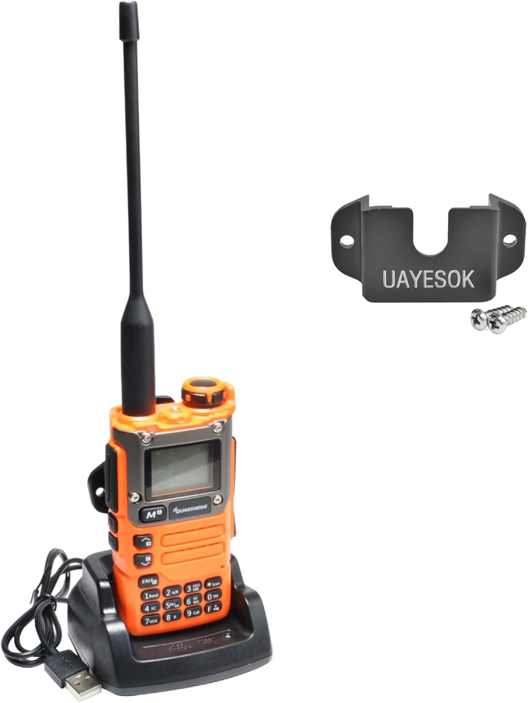 QUANSHENG UV K5(8) Ham Radio Long Range 5W UV-K6 Handheld Dual Band Walkie Talkie for Adults Rechargeable Portable Two Way Radio AM/FM/DTMF, VOX, Replication Frequency (UV-K6 with holder)