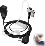 Walkie Talkie Earpiece with PTT Mic, Covert Air Tube Headset for Two Way Radio, Motorola Compatible Radio Earpiece, Security Communication, Black Walkie Talkie Headset Accessory