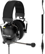 Retevis EHK015 Walkie Talkie Headset, ANC Overhead Radio Headphones, Foldable Dual PTT Buttons Rotating Mic Kenwood 2-Pin, Compatible with Baofeng UV5R RT24 RT27 RT668 RT86 RT3S H777(1 Pcs)