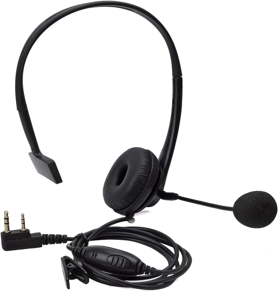 HYS Walkie Talkie Earpiece Headset with Rotatable Boom Mic Noise Cancelling Overhead Headset Compatible for Baofeng UV-5R BF-888s Kenwood 2 Way Radio