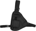 Walkie Talkie Chest Pouch, Water Resistant Two Way Radio Holster with Adjustable Belt and Shoulder Strap Multi Pockets for Mobile Phone Battery Storage Black UK Outdoor Essential