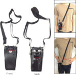 Lsgoodcare Black Hard Leather Carrying Holder Holster Case with Adjustable Shoulder Strap Compatible with Motorola 2 Way Radio HT1250 HT1550 GP320 GP340 GP380 GP338 - Image 6