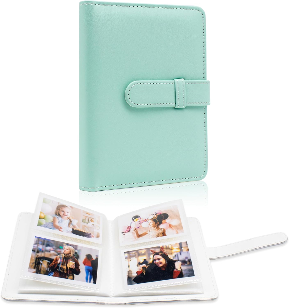 64 Pockets Photo Album Book for 2x3 Inch Film - Mini Small Albums for Fujifilm Instax Mini Instant Camera, for Polaroid Hi-Print Pictures, Kpop Photocard Holder Binder (Mint)