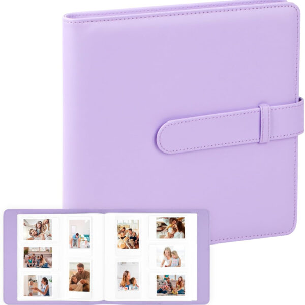 360 Pocket Photo Album for Fujifilm Instax Mini 12 11 9 8+ 8 7s 90 40 EVO Instant Camera, Fits Polaroid Snap/PIC-300/Z2300/ SocialMatic Cameras & Zip Printers (Lilac Purple)