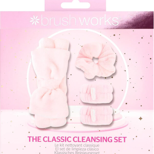 Brushworks The Classic Cleansing Set – Ultra-Soft Microfibre Makeup Headband, Wrist Wash Bands & Scrunchie for Gentle & Mess-Free Skincare & Beauty Routines