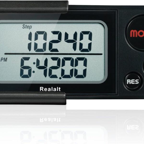 Realalt 3DTriSport Walking 3D Pedometer with Clip & Strap, eBook Included 30 Days Memory Accurate Step Counter, Walking Distance Miles/Km, Calorie Counter, Daily Exercise Time Monitor