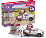 SCHLEICH Horse Club - 90 PC Mobile Vet with Trailer Playset - Includes Toy Horse Figurine, Poseable Veterinarian Figure, Moveable Truck and Accessories - Interactive Play Toys for Kids Ages 5+| 42704