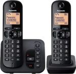 Panasonic KX-TGC222EB DECT Cordless Phone with Answering Machine, 1.6 inch Easy-to-Read Backlit Display, Nuisance Call Blocker, Hands-Free Speakerphone, ECO Mode - Black, Twin Handset Pack