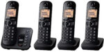 Panasonic KX-TGC224EB DECT Cordless Phone with Answering Machine, 1.6 inch Easy-to-Read Backlit Display, Nuisance Call Blocker, Hands-Free Speakerphone, ECO Mode - Black, Quad Handset Pack