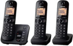 Panasonic KX-TGC223EB DECT Cordless Phone with Answering Machine, 1.6 inch Easy-to-Read Backlit Display, Nuisance Call Blocker, Hands-Free Speakerphone, ECO Mode - Black, Trio Handset Pack