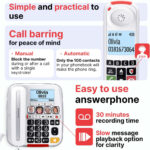 SWISSVOICE - Xtra 3355 Combo - DECT - Corded Telephone Cordless Handset - Large Keys Answering Machine - Audio Boost - Loud Ringtones - Hearing Aid Compatible - Call Block - White - Image 4