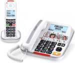 SWISSVOICE - Xtra 3355 Combo - DECT - Corded Telephone Cordless Handset - Large Keys Answering Machine - Audio Boost - Loud Ringtones - Hearing Aid Compatible - Call Block - White