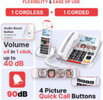 SWISSVOICE - Xtra 3355 Combo - DECT - Corded Telephone Cordless Handset - Large Keys Answering Machine - Audio Boost - Loud Ringtones - Hearing Aid Compatible - Call Block - White - Image 6
