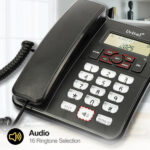 Desktop Corded Telephone for Home, Landline Telephone with White Big Buttons, Ringer Volume and Speakerphone Volume Adjustable, Caller Identification, LCD Contrast Adjustable Backlight Display(Black) - Image 2