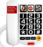 Big Button Phone for Seniors, Uvital Senior Landline Phones for Elderly with 10 One-Touch Dialing Big Buttons, Corded Landline Telephone with SOS Emergency Button, Replaceable Photo, Adjustable Volume - Image 4