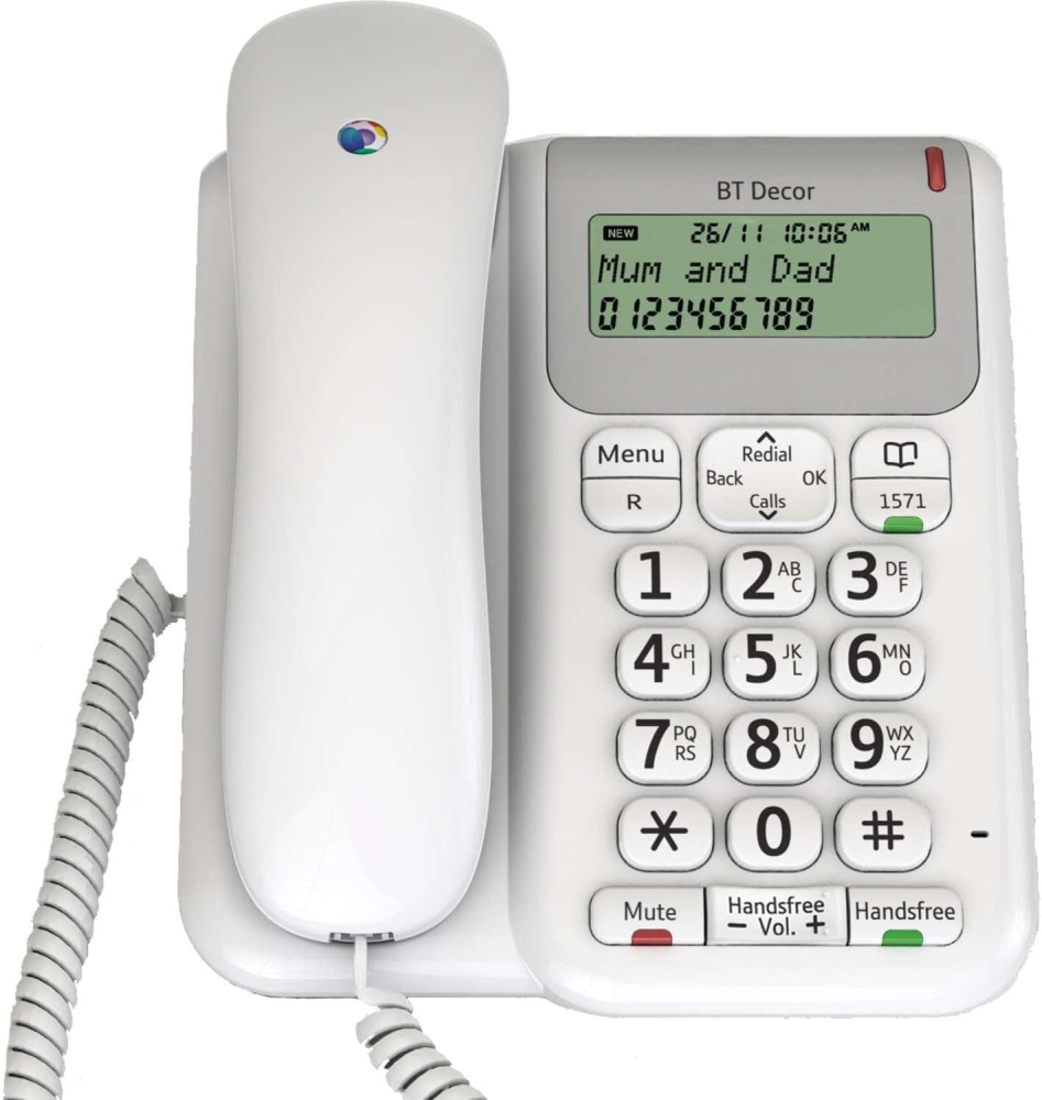 BT Décor 2200 Corded Landline House Phone, Home Phone, Phonebook, Handsfree, Mute Button, 1571 message indicator