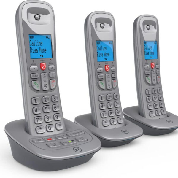 BT 5960 Cordless Landline House Phone with Nuisance Call Blocker, Digital Answer Machine, Trio Handset Pack