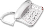 S016 Big Button Corded Telephone with Speaker, Hearing Aid Compatible for Seniors (White)