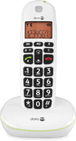 Doro PhoneEasy 100W DECT Cordless Phone with Amplified Sound and Big Buttons, NO Answerphone (Single Set/White) [UK and Irish Version]