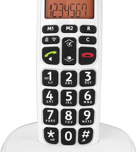 Doro PhoneEasy 100W DECT Cordless Phone with Amplified Sound and Big Buttons, NO Answerphone (Single Set/White) [UK and Irish Version]