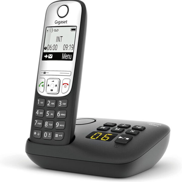 Gigaset A690A Easy to use Cordless DECT Home Telephone with Answering Machine, Speakerphone,Nuisance call block, home office. Single Handset, Silver/Black (Single)