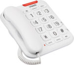 VTech CL1100 Corded Landline House Phone with Big Button, Visual Ring Indicator, Speed Dial, Handsfree Speakerphone, No AC Power Needed, Hearing Aid Compatible