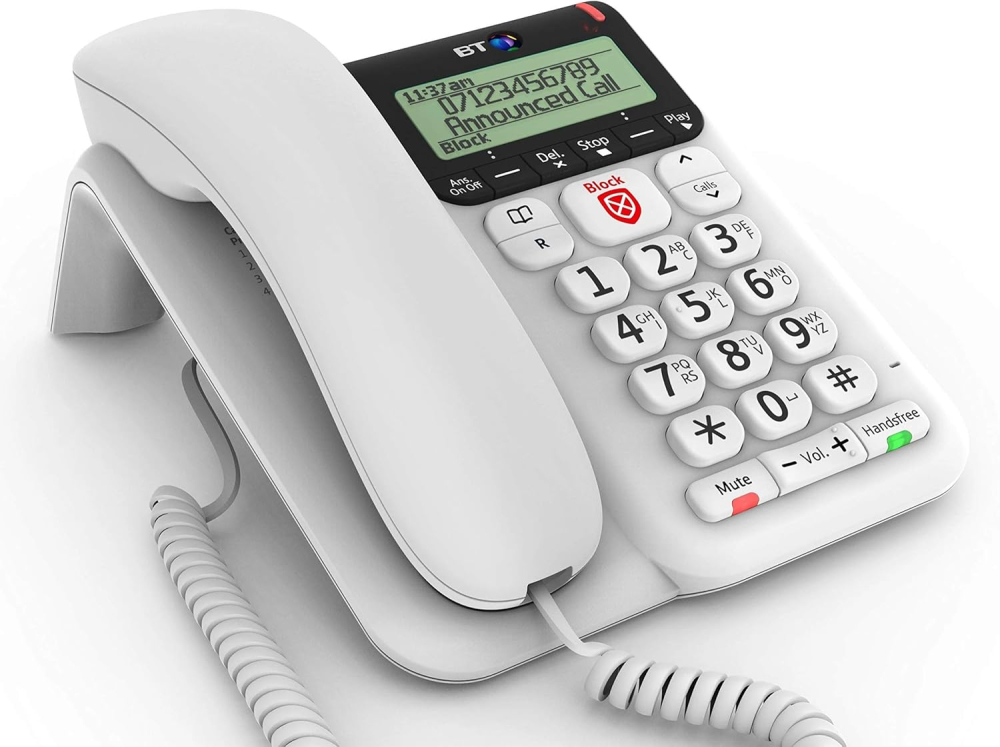 BT Décor 2600 Corded Landline House Phone, Home Phone, Advanced Nuisance Call Blocker, Call Block Button, Handsfree, Mute Button