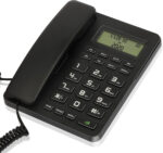 Corded Landline Phones for Home/Office, Desk Corded Telephone with Display and Adjustable Volume, Support Music on Hold, Speakerphone, DND and Calculator Function, Uvital House Phone (Black)