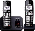 Panasonic KX-TGE822EB Digital Cordless Phone About 40 minutes Answering Machine with Nuisance Call Block and Dedicated Key, Amplified Sound Double