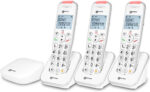 Geemarc Liberty 200 Trio, Amplified Home Telephones with Small DECT Base, Loud Ringer, Hearing Aid Compatible Cordless Phones, Easy Use 3 Cordless Handsets to Be Placed Anywhere in the House
