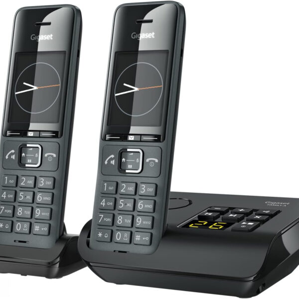 Gigaset Family A Duo - Two Handsets - Cordless DECT Telephone with an Answering Machine - Timeless and Elegant Design, Black [UK Version]