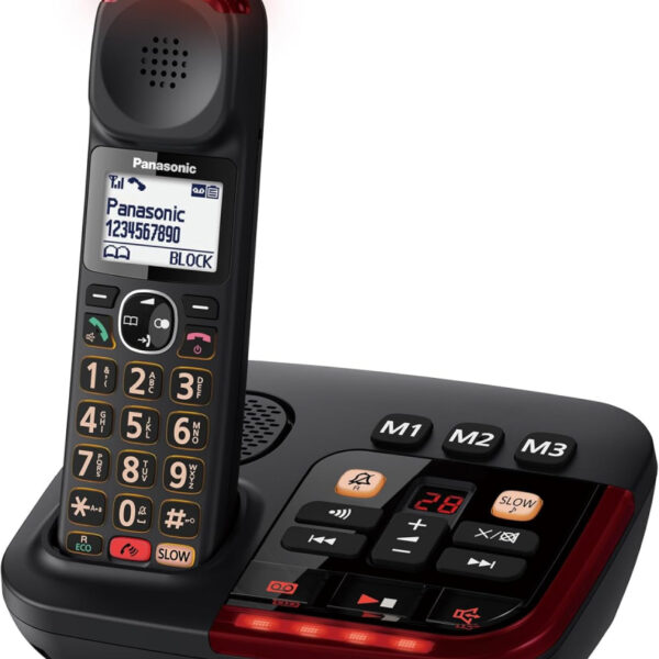 Panasonic KX-TGM420, Amplified Digital Telephone with Loud Volume Speaker, Big button, Answer machine, Nuisance Call Block, House phones for Elderly, Hearing Aid compatible, Landline phone cordless