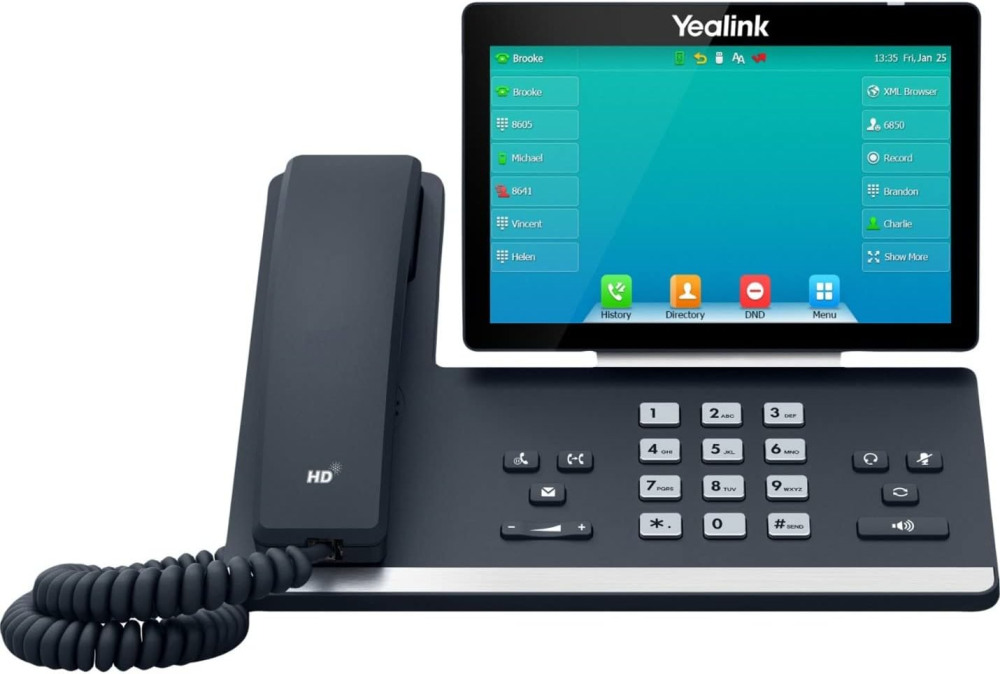 Yealink SIP-T57W Premium Level IP Power over Ethernet Corded Business Phone with Optima HD Voice Technology and 7 Inch Adjustable Touch Screen LCD Display (800 x 480 Pixel) - Black