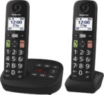 Panasonic KX-TGU133EB Digital Cordless Phone with Answering Machine, Base Unit & 3 Handsets, LCD Display, Big Buttons, Fav Call, Hearing Aid Compatible, Black - Image 3