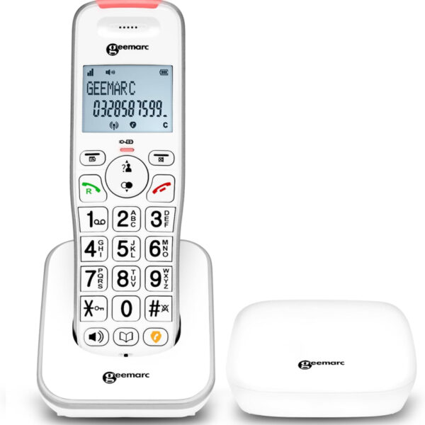 Geemarc Liberty 200, Amplified Home Telephone with Small DECT Base, Loud Ringer, Hearing Aid Compatible Cordless Phone, Easy Use Cordless Handset to Be Placed Anywhere in the House