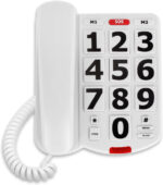 Big Button Landline Phone for Seniors, Uvital Senior Telephone for Elderly with 3 One-Touch Dialing, Corded Landline with SOS Emergency Button, Adjustable Volume, Ringtone Off Function(White) - Image 4