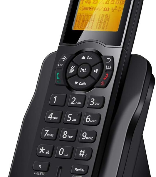 D1005 Cordless Home Phone, ECO Technology, Rubber oil injection (Single Pack, Black)