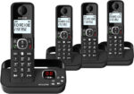 ALCATEL F860 Voice Quad - DECT Cordless Phone With Answering Machine - Large Backlit Display - Loudspeaker - Call Barring - 2 Direct Memory Keys - 4 Handsets - Black