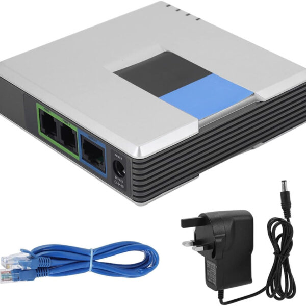 Voip Adapter for Analogue Phones, 2 Ports VoIP Gateway VoIP Telephone Connections RJ-45 Network Interface Ata Adapter Phone Grandstand, Support SIP V2 Protocol DHCP