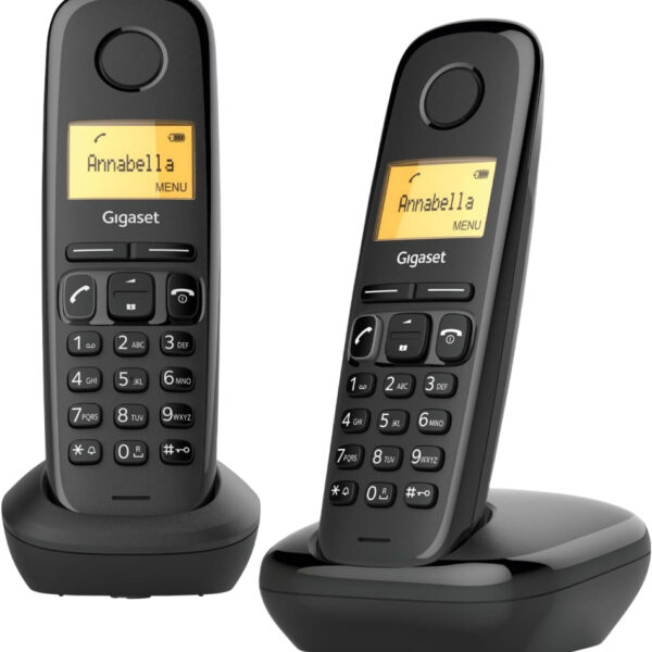 Gigaset A170 Duo - Two Handsets - Cordless DECT Telephone - Illuminated Graphic Display - Simple Installation, Black [UK Version]