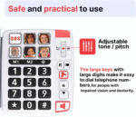 SWISSVOICE - Xtra 1110 - Corded Telephone - Large Keys - 6 Memory Keys With Photo - Extra Loud Ringtones - Illuminated Ringer Indicator - Audio Boost - Hearing Aid Compatible - White - Image 5