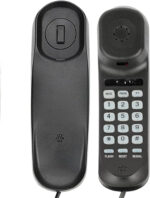 Corded House Phones Landline, Wall Mountable Or Desk Landline Telephone, Dial Pad on Base unit Home Phone, Landline Phones Last Number Redial, Pause, Flash for Office, Hotel, Home, Bathroom -Black