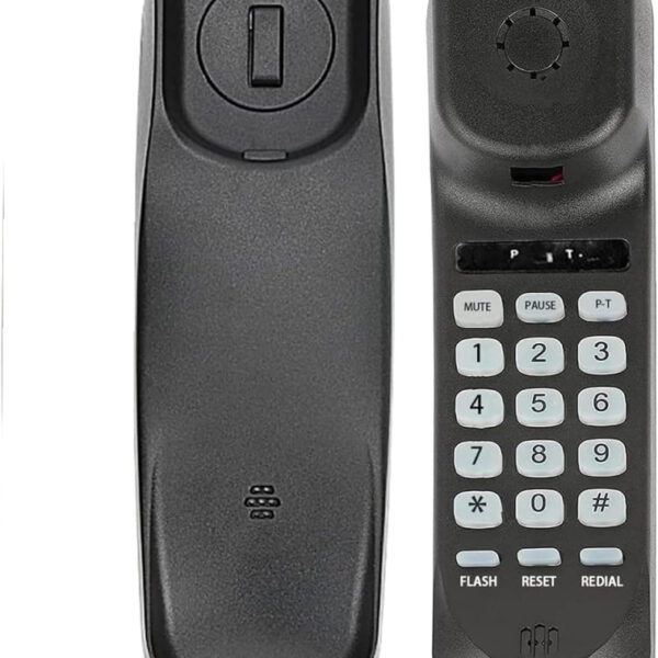 Corded House Phones Landline, Wall Mountable Or Desk Landline Telephone, Dial Pad on Base unit Home Phone, Landline Phones Last Number Redial, Pause, Flash for Office, Hotel, Home, Bathroom -Black