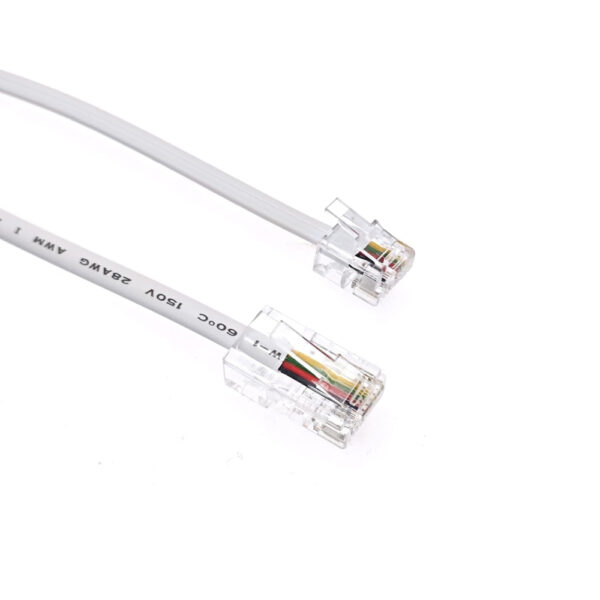JZK 1.5M White RJ11 to RJ45 Cable, Ethernet Patch Network Lead, Telephone ASDL Patch Lead 6P4C to 8P8C Flat Network Extension Cord for ADSL, VoIP, Fax, Phone, Landline Wire, Modem, Router