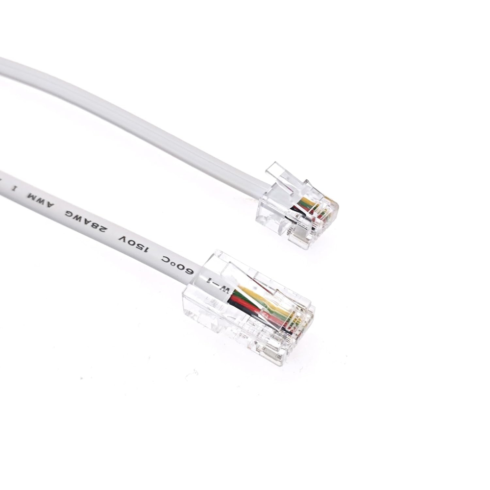 JZK 1.5M White RJ11 to RJ45 Cable, Ethernet Patch Network Lead, Telephone ASDL Patch Lead 6P4C to 8P8C Flat Network Extension Cord for ADSL, VoIP, Fax, Phone, Landline Wire, Modem, Router