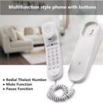 Corded House Phones Landline, Wall Mountable Or Desk Landline Telephone, Dial Pad on Base unit Home Phone, Landline Phones Last Number Redial, Pause, Flash for Office, Hotel, Home, Bathroom -White - Image 2