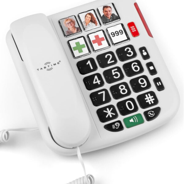Big Button Landline Phone for Elderly, Hearing Aid Compatible Phone with Amplified Volume for Hard of Hearing, Great dementia aid